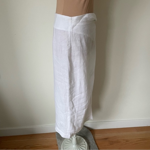 Casa | Raki Gaby White Linen Knot Front Side Slit Midi Skirt EUC Size Medium - Picture 6 of 12